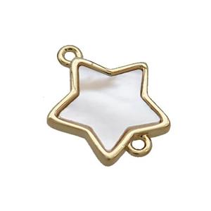 Copper Star Connector Pave Shell Gold Plated, approx 15mm [GS2584]