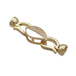 Copper Clasp Pave Shell Zircon Gold Plated, approx 10-18mm, 8-14mm [GS2589]