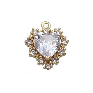 Copper Heart Pendant Pave Crystal Glass Gold Plated, approx 16.5mm [GS2597]