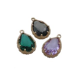 Copper Teardrop Pendant Pave Crystal Glass Gold Plated Mixed, approx 13-16mm [GS2631-S]