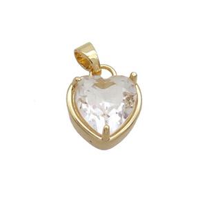 Copper Heart Pendant Pave Clear Crystal Glass Gold Plated, approx 15mm [GS2632]