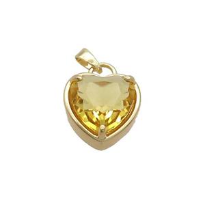 Copper Heart Pendant Pave Yellow Crystal Glass Gold Plated, approx 15mm [GS2634]