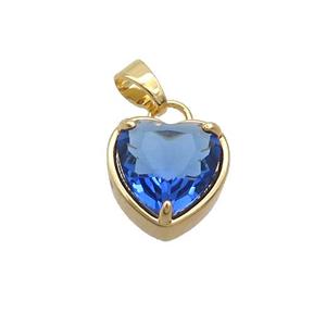 Copper Heart Pendant Pave SkyBlue Crystal Glass Gold Plated, approx 15mm [GS2635]
