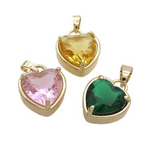 Copper Heart Pendant Pave Crystal Glass Gold Plated Mixed, approx 15mm [GS2638]