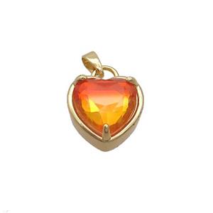 Copper Heart Pendant Pave Orange Crystal Glass Gold Plated, approx 15mm [GS2641]