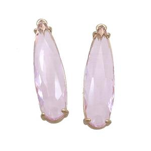 Pink Crystal Glass Teardrop Pendant, approx 8-30mm [GS2644]