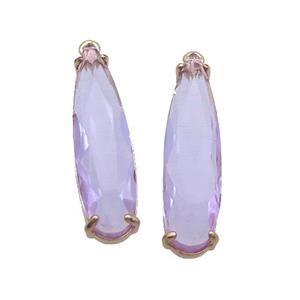 Purple Crystal Glass Teardrop Pendant, approx 8-30mm [GS2645]