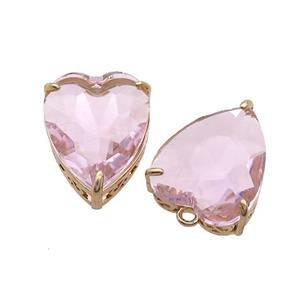 Copper Heart Pendant Pave Pink Crystal Glass Gold Plated, approx 18-22mm [GS2651]