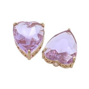 Copper Heart Pendant Pave Purple Crystal Glass Gold Plated, approx 18-22mm [GS2652]