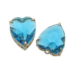 Copper Heart Pendant Pave Blue Crystal Glass Gold Plated, approx 18-22mm [GS2653]