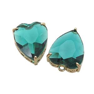 Copper Heart Pendant Pave Green Crystal Glass Gold Plated, approx 18-22mm [GS2654]