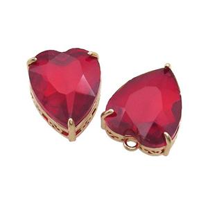 Copper Heart Pendant Pave Red Crystal Glass Gold Plated, approx 18-22mm [GS2655]