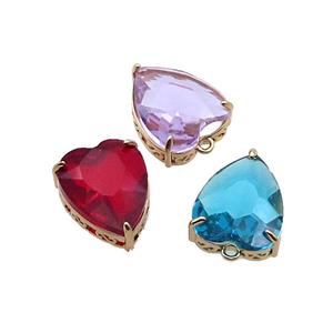 Copper Heart Pendant Pave Crystal Glass Gold Plated Mixed, approx 18-22mm [GS2656]