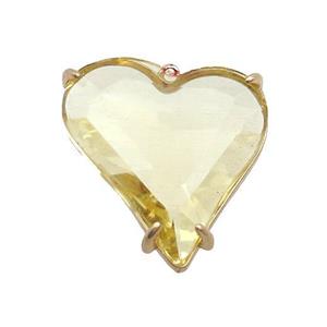 Yellow Crystal Glass Heart Pendant, approx 26-28mm [GS2659]