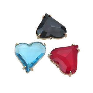 Crystal Glass Heart Pendant Mixed, approx 26-28mm [GS2664]