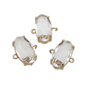 Copper Oval Connector Pave Crystal Glass Gold Plated, approx 10-18mm [GS2665]