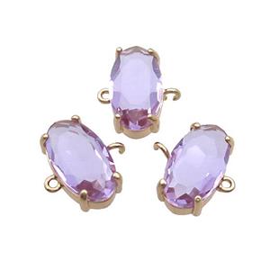 Copper Oval Connector Pave Purple Crystal Glass Gold Plated, approx 10-18mm [GS2668]