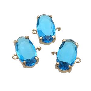 Copper Oval Connector Pave Skyblue Crystal Glass Gold Plated, approx 10-18mm [GS2669]
