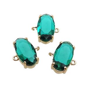 Copper Oval Connector Pave Green Crystal Glass Gold Plated, approx 10-18mm [GS2670]