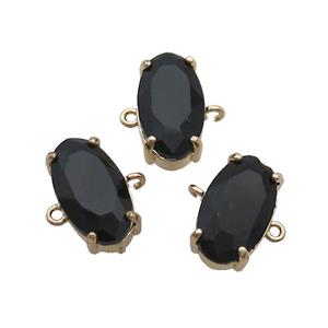 Copper Oval Connector Pave Black Crystal Glass Gold Plated, approx 10-18mm [GS2671]