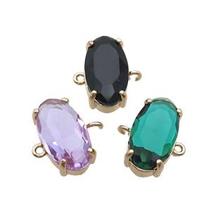 Copper Oval Connector Pave Crystal Glass Gold Plated Mixed, approx 10-18mm [GS2672]