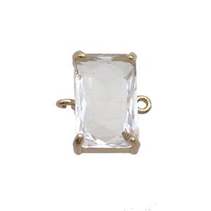 Copper Rectangle Connector Pave Crystal Glass Gold Plated, approx 10-17mm [GS2673]