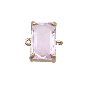 Copper Rectangle Connector Pave Pink Crystal Glass Gold Plated, approx 10-17mm [GS2674]