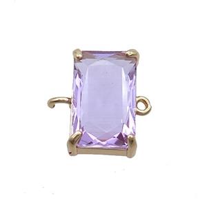 Copper Rectangle Connector Pave Purple Crystal Glass Gold Plated, approx 10-17mm [GS2675]