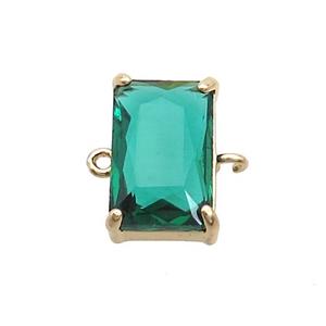 Copper Rectangle Connector Pave Green Crystal Glass Gold Plated, approx 10-17mm [GS2676]