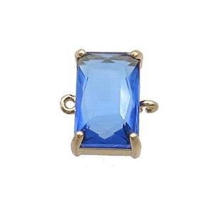 Copper Rectangle Connector Pave Blue Crystal Glass Gold Plated, approx 10-17mm [GS2677]