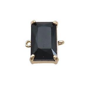 Copper Rectangle Connector Pave Black Crystal Glass Gold Plated, approx 10-17mm [GS2678]
