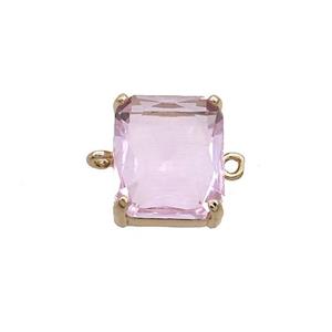 Copper Rectangle Connector Pave Pink Crystal Glass Gold Plated, approx 12-14mm [GS2680]