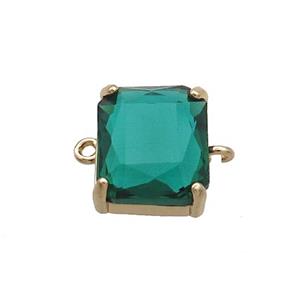 Copper Rectangle Connector Pave Green Crystal Glass Gold Plated, approx 12-14mm [GS2683]