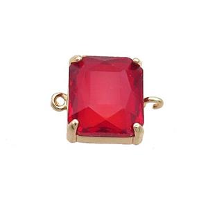 Copper Rectangle Connector Pave Red Crystal Glass Gold Plated, approx 12-14mm [GS2686]
