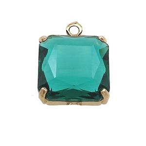 Green Crystal Glass Square Pendant , approx 17x17mm [GS2691]