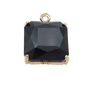Black Crystal Glass Square Pendant , approx 17x17mm [GS2692]