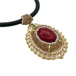 Red Carnelian Agate Necklace Pave Rhinestone, approx 35-45mm, 4mm, 48cm length [GS2713]