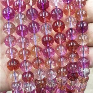 Crystal Glass Beads Smooth Round Redpurple, approx 8mm dia [GS2719-8MM]