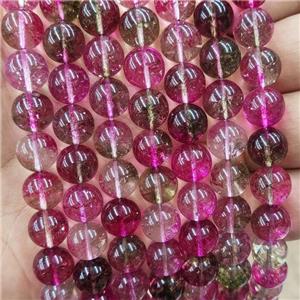 Crystal Glass Beads Smooth Round Hotpink, approx 8mm dia [GS2723-8MM]