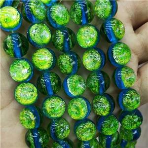 Lampwork Grass Beads Green Blue Smooth Round, approx 8mm, 50pcs per st [GS2748-8MM]