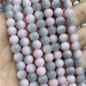 Ceramic Glass Beads Smooth Round Gray Pink, approx 8mm dia [GS2751]
