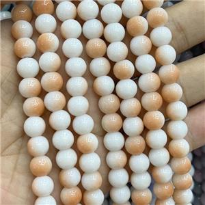 Ceramic Glass Beads Smooth Round Orange, approx 8mm dia [GS2753]