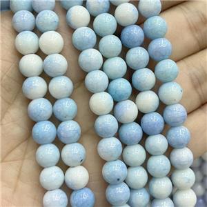Ceramic Glass Beads Smooth Round Blue, approx 8mm dia [GS2755]