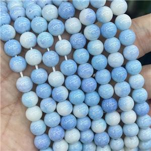 Blue Ceramic Glass Beads Smooth Round, approx 8mm dia [GS2756]