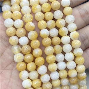 Ceramic Glass Beads Smooth Round Yellow, approx 8mm dia [GS2757]