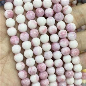 Ceramic Glass Beads Smooth Round Pink, approx 8mm dia [GS2759]