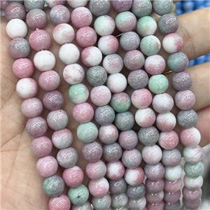 Ceramic Glass Beads Smooth Round Green Pink, approx 8mm dia [GS2762]