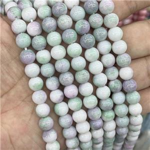 Ceramic Glass Beads Smooth Round Green, approx 8mm dia [GS2763]