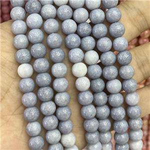 Ceramic Glass Beads Smooth Round Gray, approx 8mm dia [GS2764]
