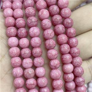 Ceramic Glass Beads Smooth Round Pink, approx 8mm dia [GS2770]